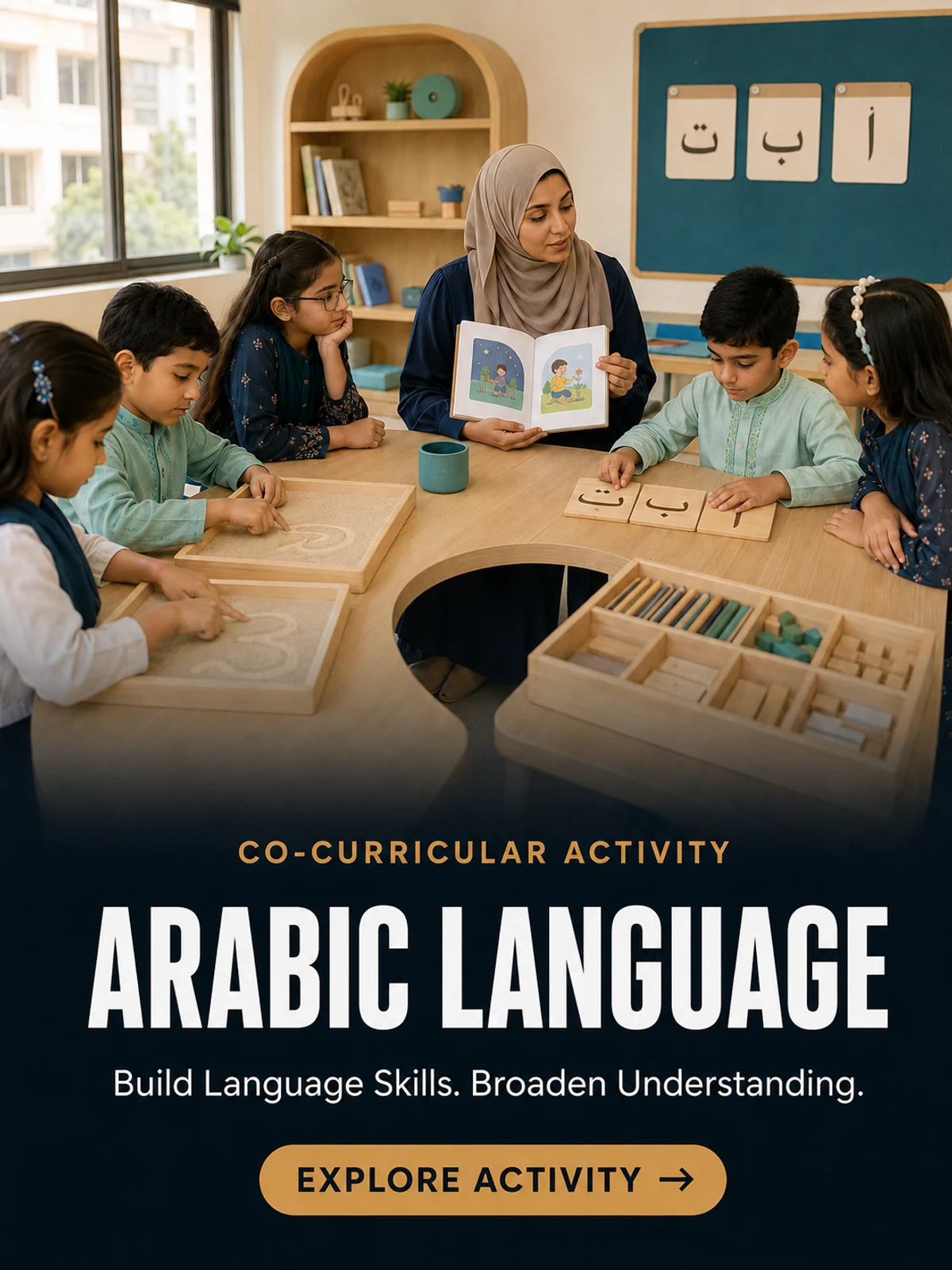 Children learning Arabic language